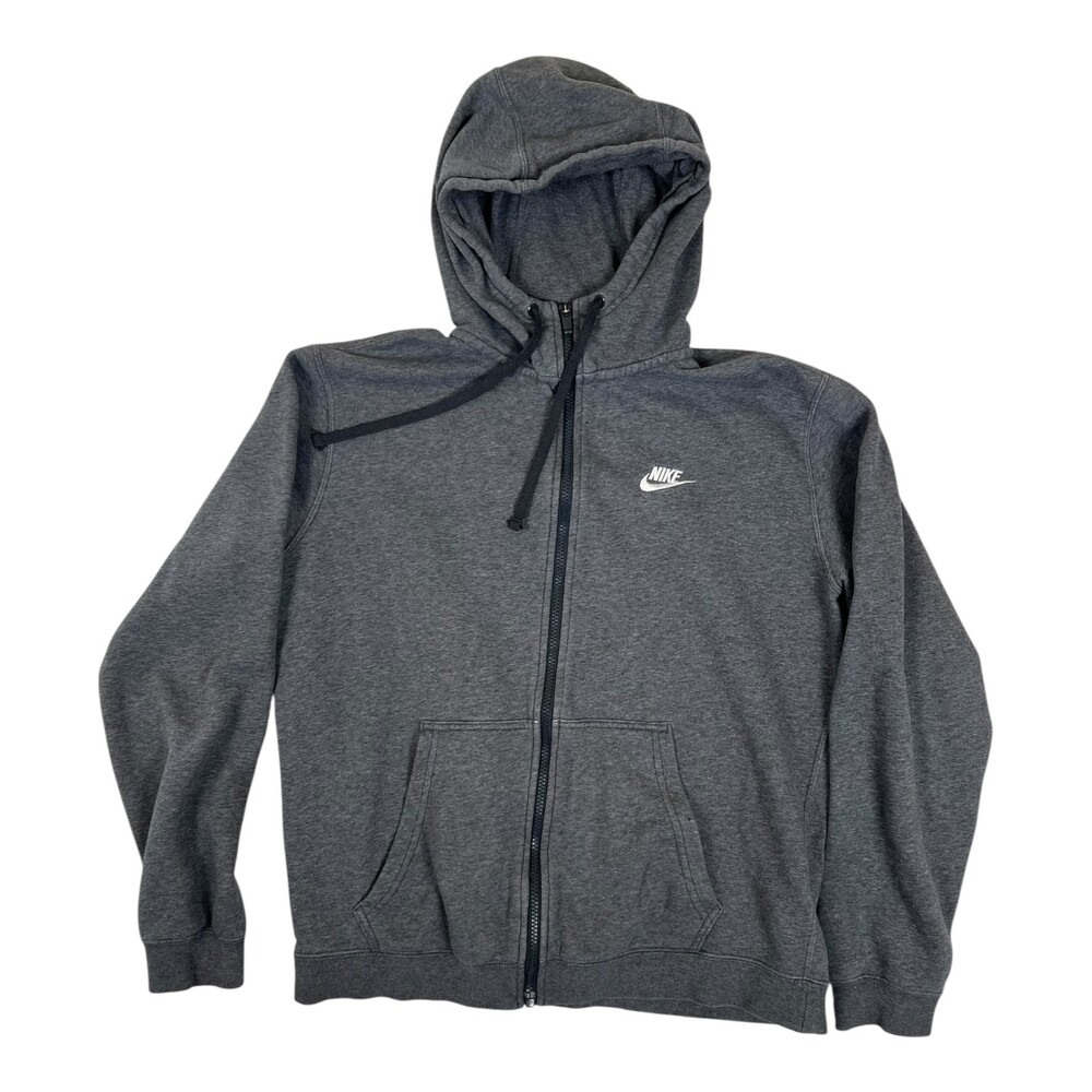 Vintage Nike Full Zip Hoodie Sweatshirt Size M Gray Y2K Swoosh Embroidery